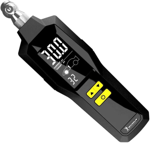 Michelin Programmable Digital Tire Pressure Gauge, Portable Air Pressure Monitor, Accurate Readings, LED Display, Compact, Easy-to-Use, Black