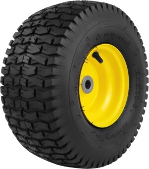 Aremae 15x6.00-6 Lawn Mower Tires with Wheel,Front Tire Assembly Replacement for John Deere,Craftsman,Cub Cadet and More Lawn &Garden Riding Mower,4 Ply Tubeless,570lbs Capacity,3" Offset Hub