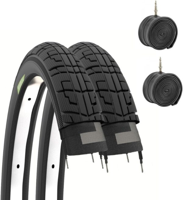 ECOVELO Unisex - Adult 2 x 1.75 Tyres 12 1/2 x 1.75 2 1/4 (47-203) + Inner Tube, Black, 2 x 1.75 x 2