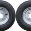 leisure MART A pair of 400 x 8 inch trailer wheels and tyres with 4 ply tyre and 4 inch PCD 4.00 x 8 Pt no. LMX1596