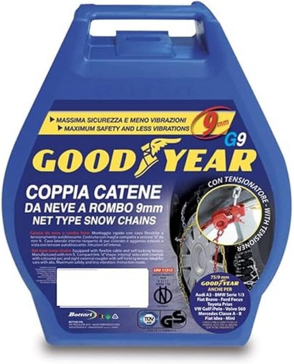 Goodyear 77912 "G9", 9 mm car passenger snow chains, TUV and ONORM approved, Size 110