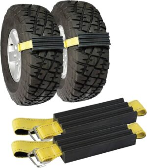 THE WHITE SHOP Set of 2 pcs,Tire Traction Device for Trucks & Large SUVs, Stop Skid Emergency Tire Straps to Get Unstuck from Snow, Mud, & Sand -Snow Traction Mat or Tire Chain Alternative