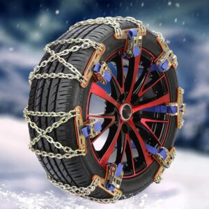 EOHMAK Car Tire Snow Chain for Winter 1 PCS Manganese Steel Auto Anti-Skid Chains Ice Mud Tires Chain Adjustable Auto Wheel Tyre Belt for Cars (165mm-285mm)