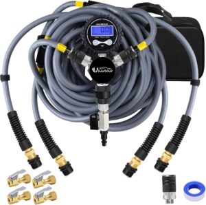 Uharbour 4 Tire Inflation Deflation System, 4 Tire Air Up Down System, 4 Tire Pressure Equalizer, Inflate or Deflate All 4 Tires at Once, Flexible Air Hose Fits Up to 155" Wheelbase.