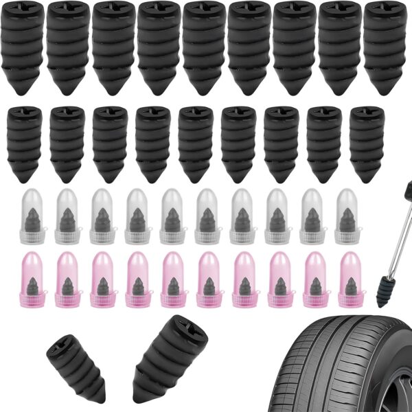 YILANJIN 20 Pieces Car Tire Repair Nails, Rubber Fast Self-Service Tire Repair for Cars and Motorcycles, Heat and Wear Resistant, 2 Sizes Included, مسامير إصلاح الإطارات