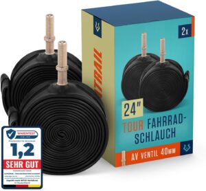 Alphatrail Bicycle Inner Tube Rick 24 Inches AV Schrader Valve Set with Mobility Guarantee Compatible Tyres Michelin, Continental, Conti, Schwalbe and Maxxis & Kenda