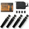 4-Piece Auto-Stop Adjustable Tire Deflator Set, 10-30 PSI, Quickly Deflates Four Tyres at Once, With Mesh Pouch