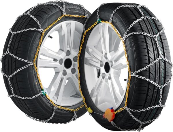 VEVOR Manganese Alloy Steel Snow Chains, Emergency Traction Tyre Chains, Snow Tyre Chains for Cars, Pickups, SUVs and Trucks, Silver, Set of 2, 648/695 mm for 195-15; 235/60-15; 215/70-14; 205/70-15