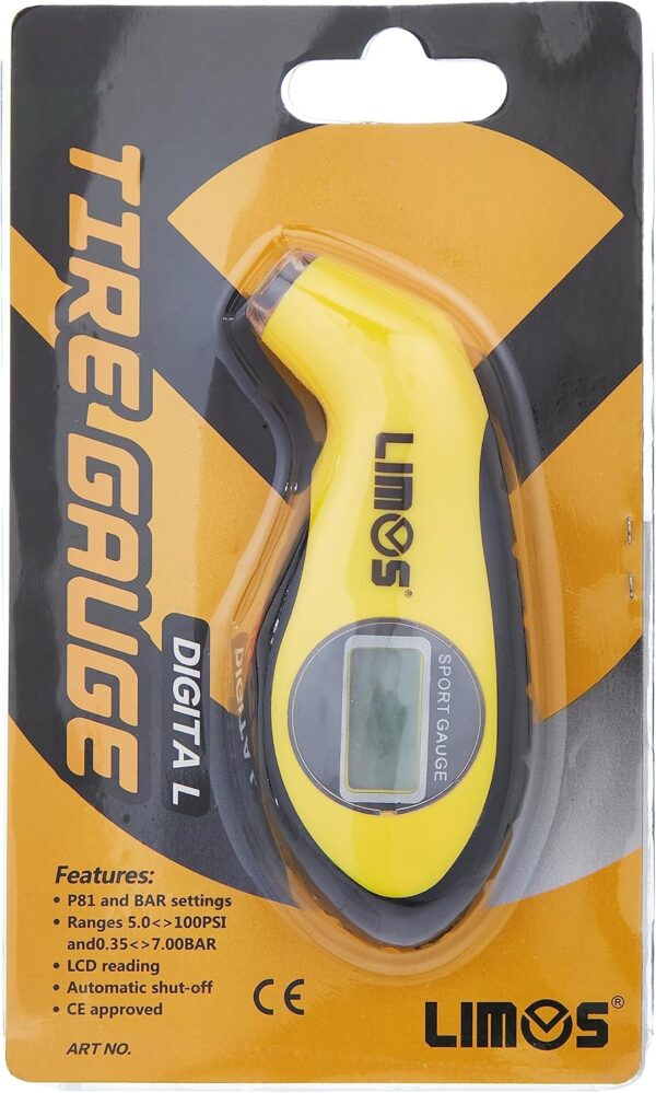 Limos Lcd Digital Tire Air Pressure Gauge Tester Tool W/Light, Yellow