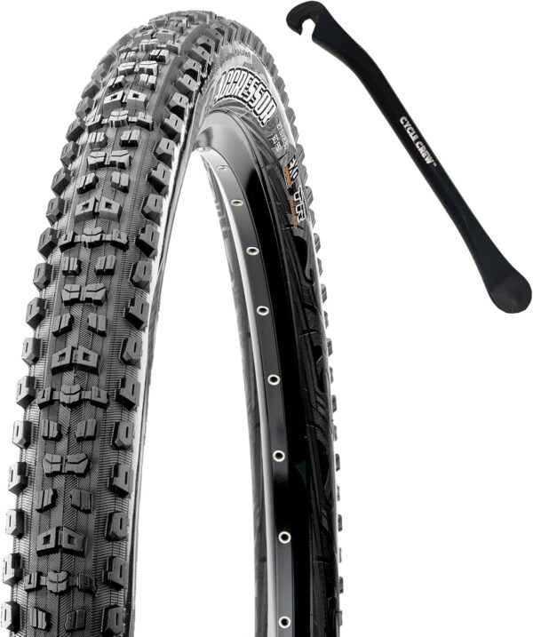 Maxxis Aggressor Mountain Bike Tire - 26", 27.5" & 29" - Bundle with Cycle Crew Tire Lever