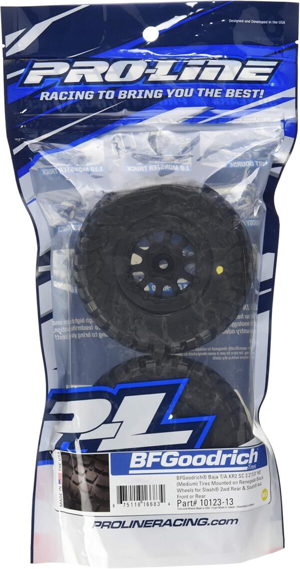 PROLINE 1012313 BF Goodrich Baja T/A Kr2 M2 SC 2.2/3.0 Tires On Black Renegade Wheels for Slash/Slash 4X4