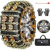 YeXhot Pack of 8 Universal Snow Chains for Car, Snow Chains (Tyre Width 165-265 mm), Suitable for Cars, SUVs, Estates, Trucks, MPV Van, 2 Minutes Snow Chains, Quick Assembly, with Certificate