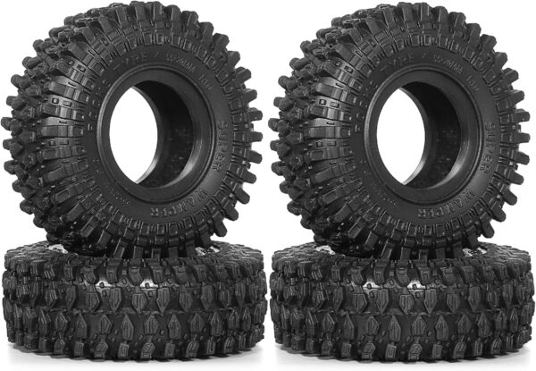 Chanjorlin 1.0 Tires OD 51mm 1/24 RC Crawler Wheels Tires 1/18 All Terrain Super Soft Rubber Mud Tyres with Foam Insert for 1:24 1:18 Rock Crawler Car Axial SCX24 FMS AX24 FCX18 FCX24 TRX4M 4PCS