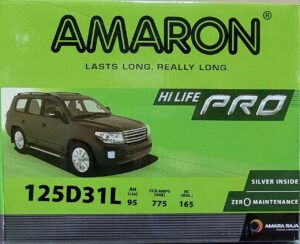 Amaron 125D31R 95Ah Maintenance Free Car Battery, BY-125D31R-AMR, 125D31R 95Ah Battery