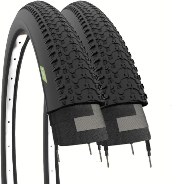 ECOVELO Unisex Kid's Tyres 26 X 1.95 (50-559) Rubber Tires Bike Adult Bicycle MTB Mountain 2 Covers, Black, tassellati 26"