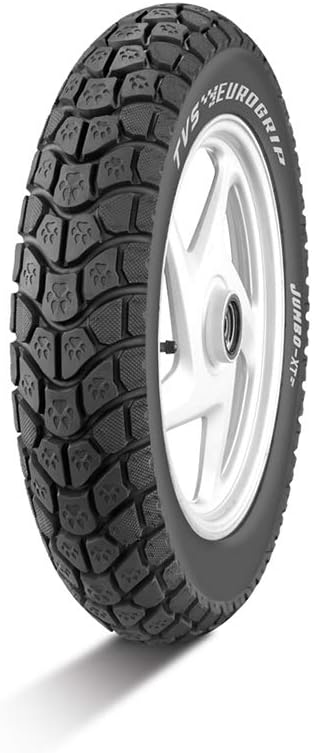 TVS Eurogrip Teg Jumbo XT Tubeless Tyre | Tubeless Tyre For Scooter | For a Steady Grip and A Smooth Ride | Size: 90/100-10 53J | Colour Black |Rim - 6 inches| | Section width - 90 millimeters