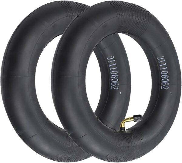 TREFAN 10 x 2.5 Inner Tube, 10 x 2.75 Inner Tube, 45 Degree Angle, 10 Inch Thickened Tube, Scooter Tyre, Yellow Striped Inner Tube (Pack of 2)