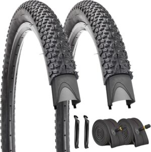 '2 Pack 24''/26''x1.95'' 26''x2.1'' 20''x2.125'' 27.5''x2.125'' Inch Bike Tire Folding Bead Replacement Tire Double Packing for Mountain Bicycle Tire with or without Tubes and Levers'