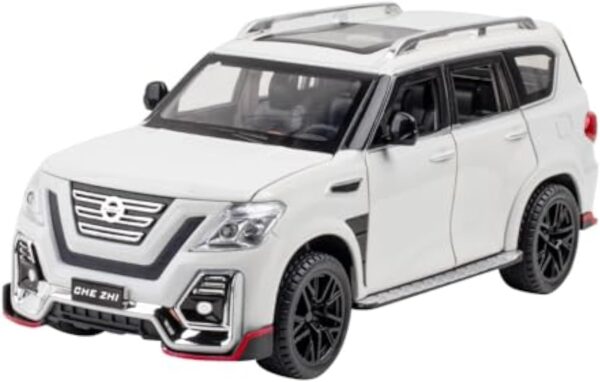 YBSM Sound Light Modified Diecast Alloy Car Model For Nissan Patrol SUV (White2)