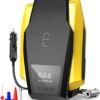 ELECDON Tire Inflator Portable Air Compressor - Air Pump for Car Tires (up to 50 PSI), 12V DC Tire Pump for Bikes (up to 150 PSI) w/LED Light, Digital Pressure Gauge, Model: ATJ-1166, Yellow (VL701)