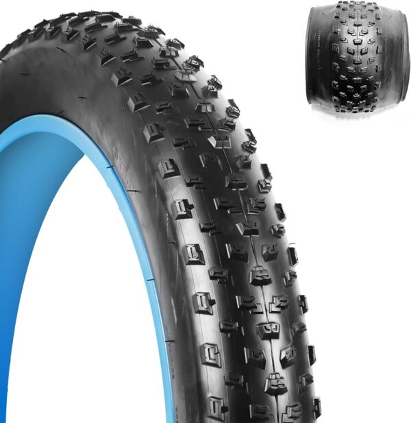 BWSHLF 60 TPI Fat Bike Tire, 26 x 4.0/20 x 4.0 Folding Bead Tire for Electric Bike, Compatible Wide Mountain Snow Bike Tire