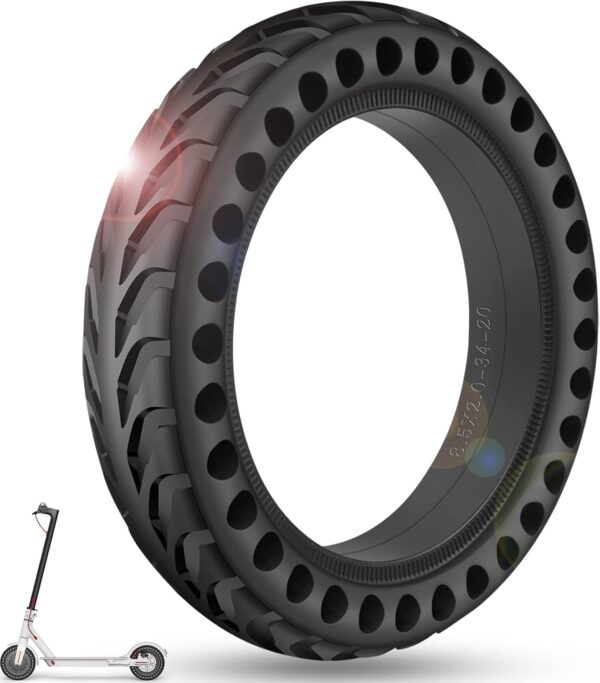 BANGTING 1 x Solid Wheels Compatible with Xiaomi M365, 8 1/2 x 2 Tire Solid Honeycomb Hole Tubes Replacement Tyre Mi Mijia M365 Electric Scooter, Black