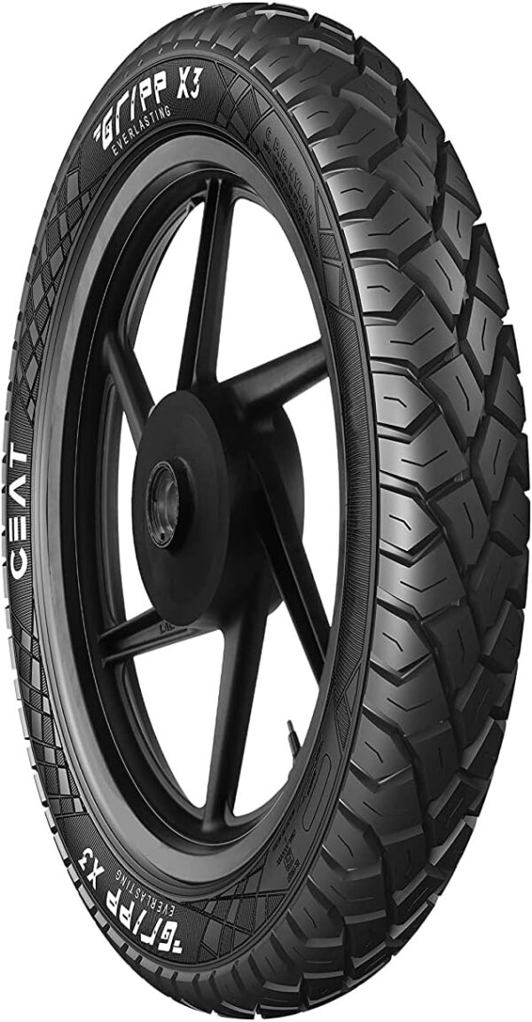 Ceat Gripp X3 100/90-18 56P Tubeless Bike Tyre, Rear