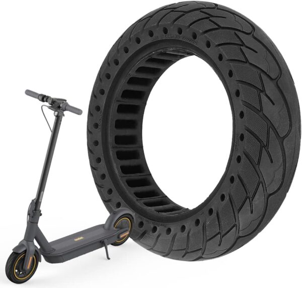 VOLOHAS Flycoo 60/70-6.5 Solid Rubber Tyres 10 x 2.5 Solid Tyres for Segway Ninebot Max G30 / G30E / G30LP Electric Scooter Front or Rear Honeycomb Tyres Non-Slip Puncture Proof (1 Piece)