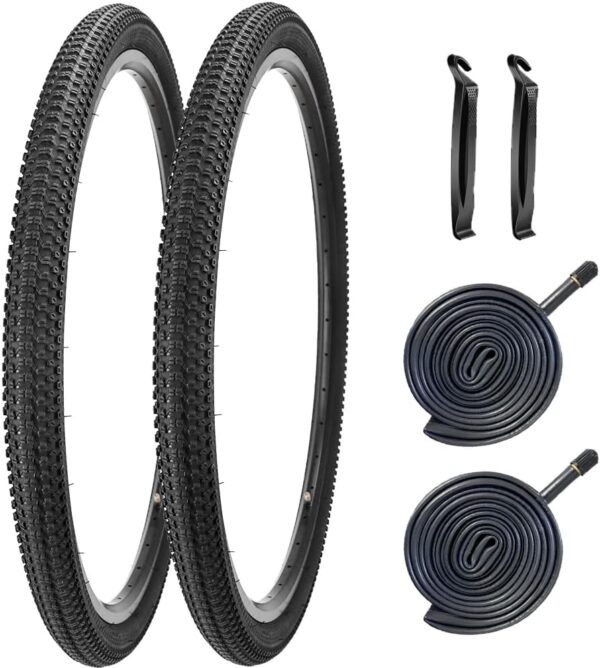 2 Pack Bike Tire 24 26 27.5 X 1.95 27.5 29 X 2.125 Inch Folding Replacement Bike Tire with Tire Levers Foldable Bead Wire Bicycle Tire for Mountain Bike