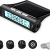 B-Qtech Solar Power Wireless LCD TPMS Tyre Pressure Monitor System Wireless TPMS Tire Sensor Monitor with 4 Tire Sensors(External Sensors)-Real Time Pressure and Temperature Alarm 1.5-3.5 Bar