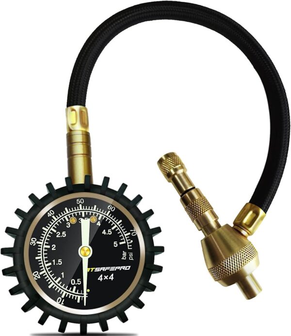 SKADE Tire Deflator Gauge, Tire Pressure Gauge with Special Chuck for 4X4 Large Offroad Tires, 2 in1 Professional Tire Deflator Gauge 75PSI