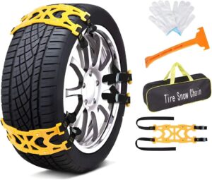 Jeremywell 6 PCS Car Snow Chains for TWO TIRES Emergency Anti Slip for Most Cars/SUV/Trucks, Winter Universal Security Chains Tire Width 165mm-275mm/6.5-10.8'', Amazing Traction Thickening Durable