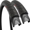 Fincci Pair 26 inch Bike Tires - Foldable Slick 26 x 1.95 Bike Tires for Mountain Bike MTB Road Hybrid Bicycle 50-559, 30 TPI - Pack of 2 Tires Leno