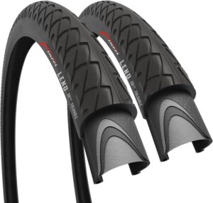 Fincci Pair 26 inch Bike Tires - Foldable Slick 26 x 1.95 Bike Tires for Mountain Bike MTB Road Hybrid Bicycle 50-559, 30 TPI - Pack of 2 Tires Leno