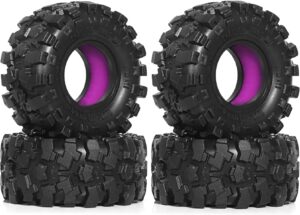 WLYEJEA 4PCS 1.0" Silicone Liner Crawler Tires,57mm OD RC Crawler Tires 1/24 All Terrain Mud Tires Set Fit for 1/18 TRX4M 1/24 RC Crawler Axial SCX24 FMS FCX24