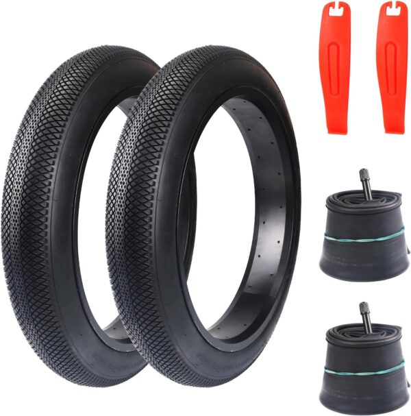 WEEROCK 20/24/26 X 3.0 Inch Bike Fat Tire E-Bike Tires 2 Pack Bicycle Tyres with Inner Tubes Folding Bead Tires Compatible with Wide Mountain Snow Bicycle Electric Bike Fat Tire Tricycle