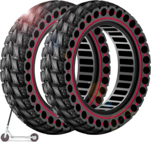 BANGTING 60/70-6.5 E Scooter Solid Tyres, 10 x 2.5 Inch Solid Rubber Tyres, 10 Inch Replacement Tyres for Ninebot G30 / G30D / G30E / G30E / G30LP / G30D II / G30 Max (Red (2 Pieces)