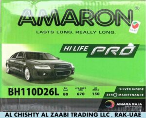 AMARON HI LIFE PRO CAR BATTERY 110D26L /NX110-5LMF 12V 80AH