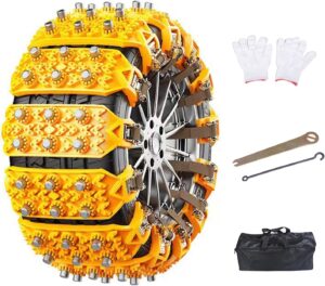 ELEDVB Car Tire Snow Chain for Toyo-ta Hilux SR5, Car Anti-skid Snow Tyre Tire Chains, Anti-skid Emergency Snow Tyre Chains, Winter Security Chains,Yellow-B-6 Piece