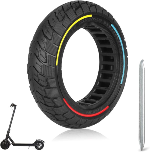 HPGAAVD 10 x 2.5 Inch E Scooter Solid Tyres, 60/70-6.5 Electric Scooter, Solid Rubber Tyres for Ninebot Max G30 G30P G30LP, 10 Inch Non-Slip and Anti-Puncture Replacement Tyres for Electric Scooter