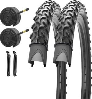 SIMEIQI 2 Pack Bike Tires and Tubes 14"/16"/18"/20"/24"/26"x1.95" Compatibel with 14"/16"/18"/20"/24"/26"x1.75"/1.95" Replacement Bike Tires for Mountain Trail Hybrid Bicycles