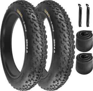 20" E-Bike Fat Tires 20 x 4.0 Folding Bead Tire for Electric Bikes or with AV32mm Tubes Compatible with Wide Mountain Snow Bike Tire