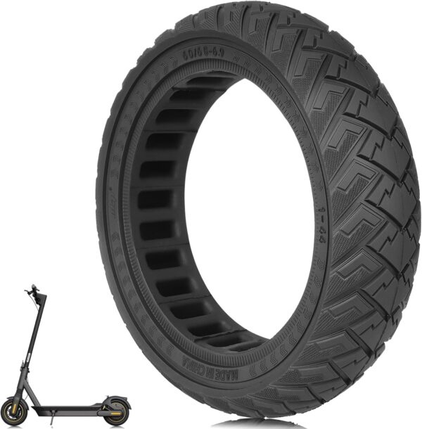 TREFAN 60/65-6.9 Solid Rubber Tyres, 10 Inch Off-Road Solid Tyres for Ninebot Max G2/G65 Electric Scooter, 10 Inch Solid Tyres Non-Slip Puncture Proof, Replacement Wheels Non-Pneumatic Tyres (Black, 1