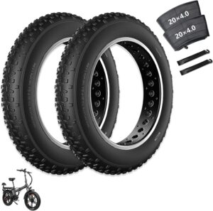 20x4 Fat Bike Tire Replacement Kit, 20x4.0 Inch Electric Bicycle Snow Mountain E-Bike Tires, Folding Ebike Fat Tire Tubes and Tire Levers Compatible Wide Mountain Snow Bike Tires