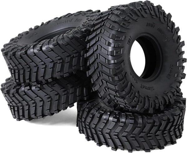 Chanjorlin 1.9 inch RC Crawler Tires OD 120mm All Terrain Soft Rubber Mud Tyres with Foam for 1/10 Rock Crawler Car Traxxas TRX4 Axial SCX10 III RC4WD D90 TF2 Gen8 RR10 1.9" Beadlock Wheels 4PCS