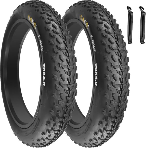 20" E-Bike Fat Tires 20 x 4.0 Folding Bead Tire for Electric Bikes or with AV32mm Tubes Compatible with Wide Mountain Snow Bike Tire