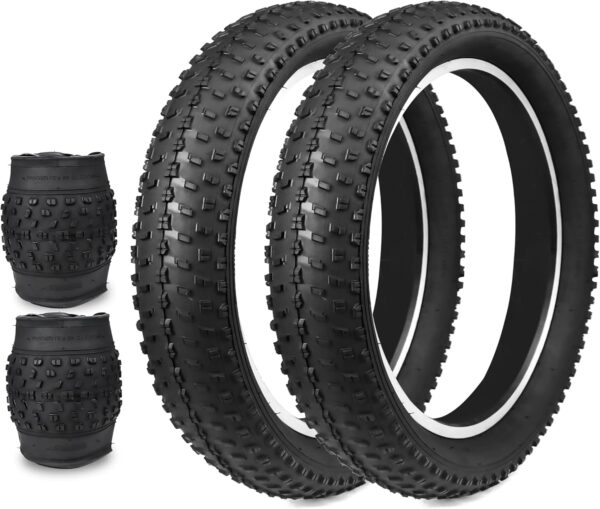 BALINGE Fat Bike Tires 20 x 3 Bike Tires Ebike Tires 20 x 3 Bike Tire 20 x 3 Heavy Duty High-Performance Wear-Resistant E-Bike Mountain Snow Bike Tire ，1/2pack，Black