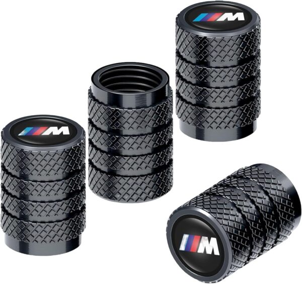 Black Car Wheel Valve Stem Caps, Auto Tire Valve Stem Cover Compatible with M2 M4 M5 M6 M8 X1 X2 X3 X5 X6 M135i M240i Z4 328i X7 Air caps 4 Pieces Metal Accessories