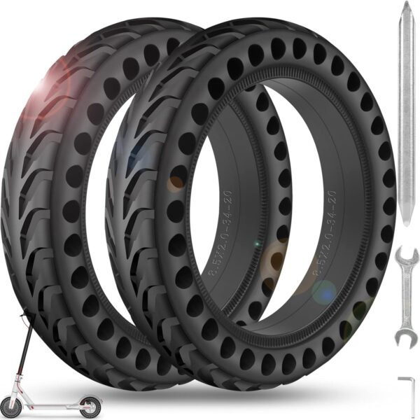 BANGTING 2 x 8.5 inch E Scooter Solid Tyres, 8 1/2 x 2 Solid Rubber Tyres, 50/75-6.1 Replacement Tyres for Xiaomi Pro 2 / M365 / M365 Pro / 1S / 3/3 Lite/Essential and all 8.5 Inch Scooter Tyres