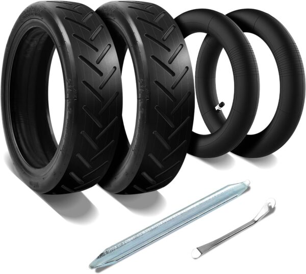 MaxEarn Set of 4 8 1/2 x2 E-Scooter Tyre Set, Inner and Outer Tyres 8.5 Inches, Electric Scooter Replacement Wheels with Hose and Crowbar, Rubber Tyres for Xiaomi M365/Pro/1S/Pro 2/Essential Electric